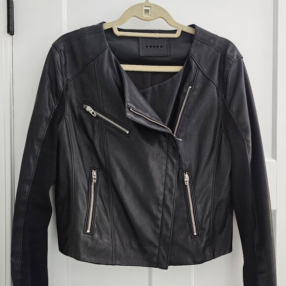 BlankNYC Faux Black Leather Moto Jacket. Size L. - Picture 1 of 5